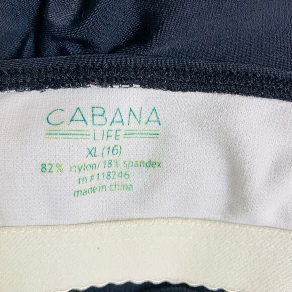 Cabana Life Black & Grey Damask 1 Piece Halter Swimsuit w Swim Skirt Size XL - Picture 4 of 8